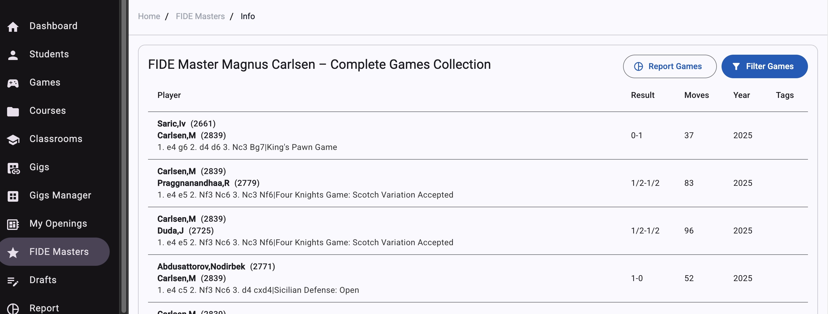 FIDE Master games in AQChess
